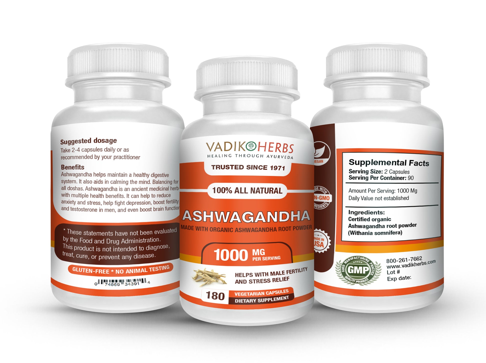 ASHWAGANDHA ROOT CAPSULES - Vadik Herbs