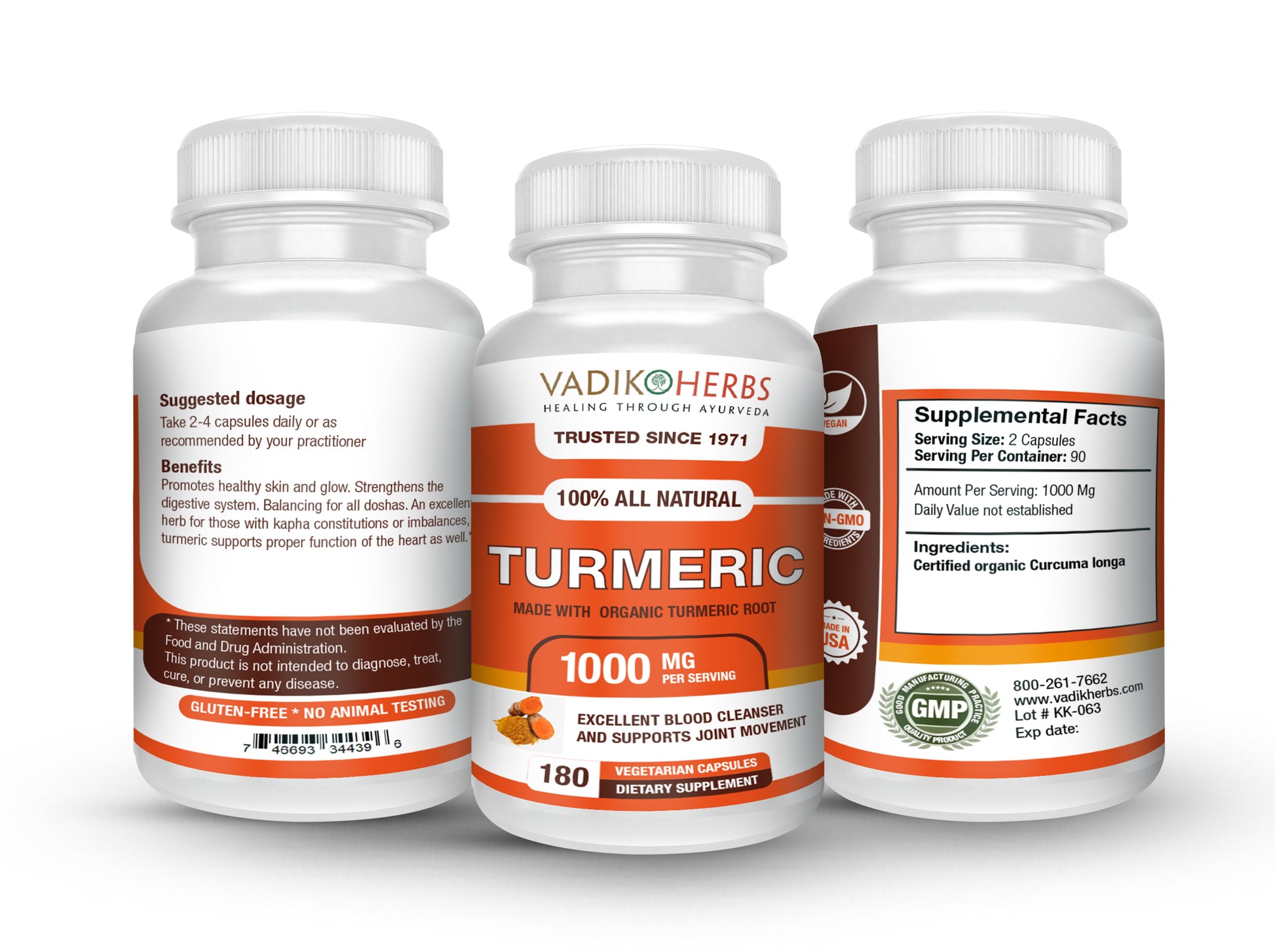 TURMERIC ROOT CAPSULES - Vadik Herbs
