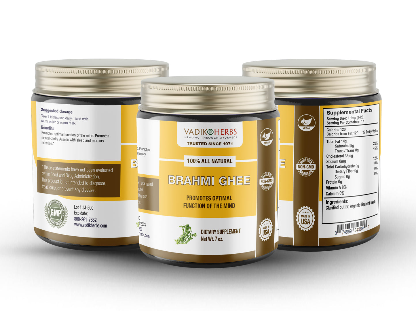 Brahmi Ghee-Organic (7oz) - Vadik Herbs