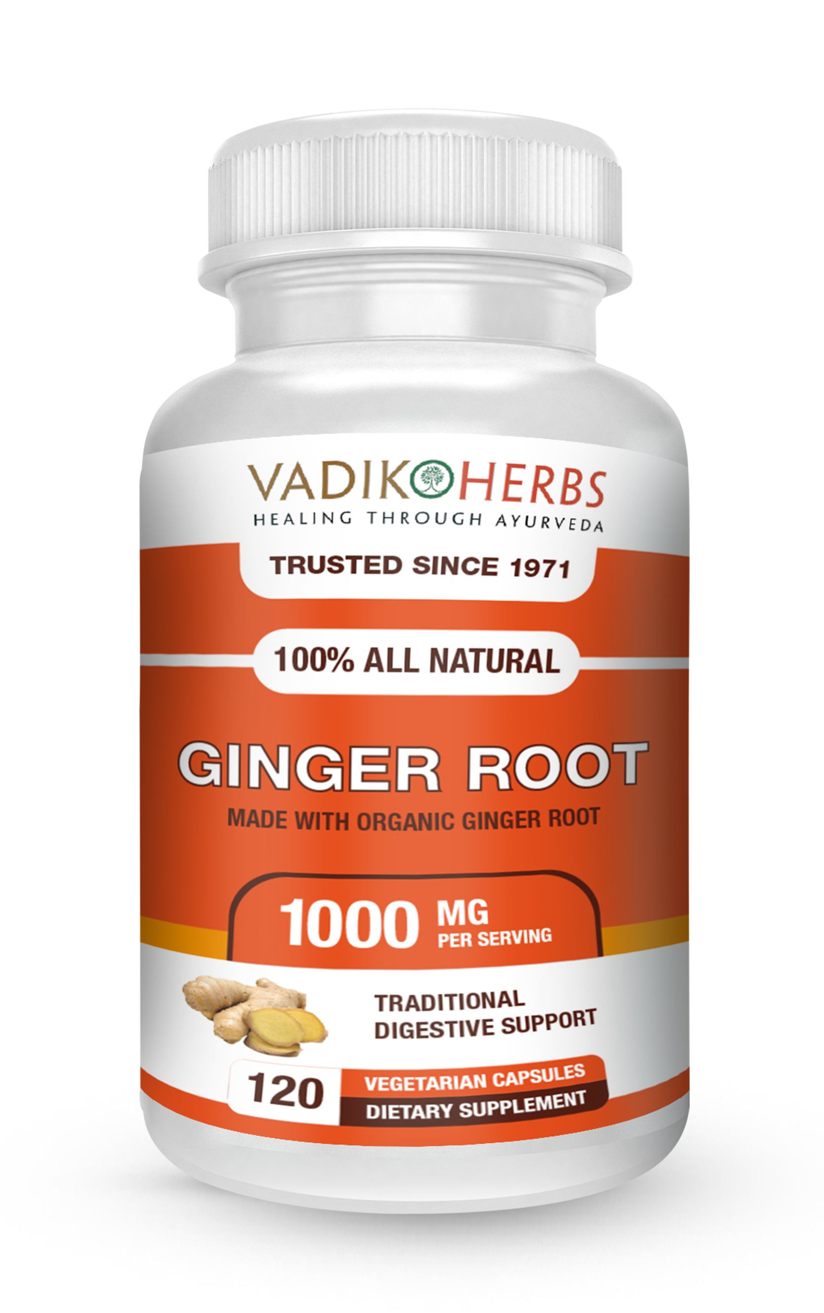 GINGER ROOT CAPSULES - Vadik Herbs