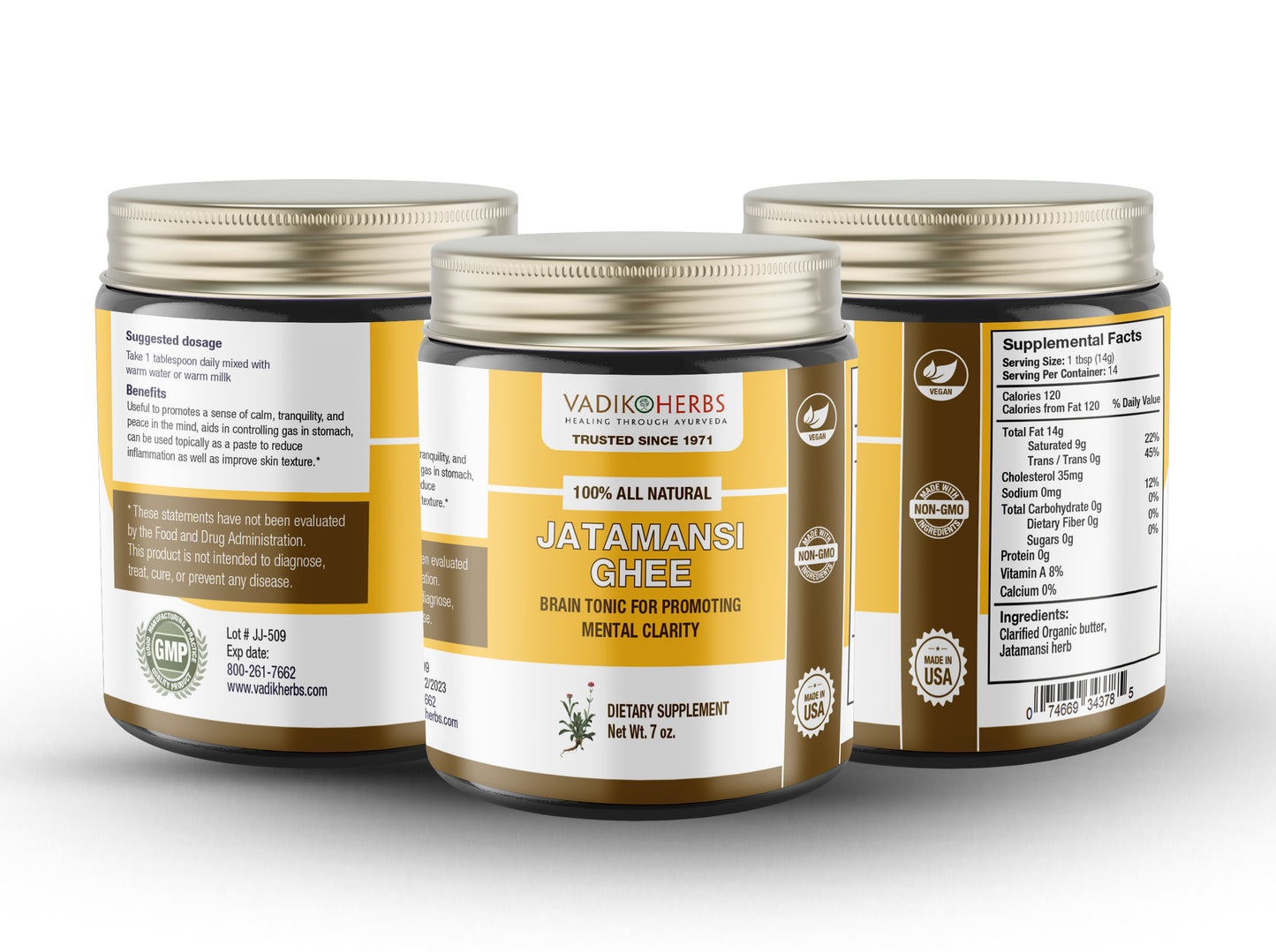Jatamansi Ghee-Organic (7oz) - Vadik Herbs