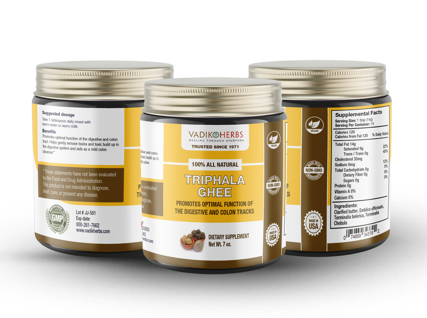Triphala Ghee-Organic (7oz) - Vadik Herbs